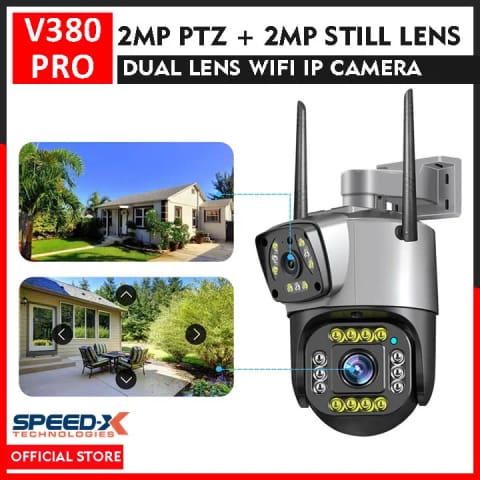 Speed-X IP Camera 2MP + 2MP HD Dual Lens | Wireless PTZ | Outdoor CCTV