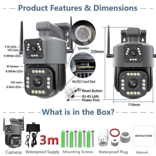 Speed-X IP Camera 2MP + 2MP HD Dual Lens | Wireless PTZ | Outdoor CCTV 2