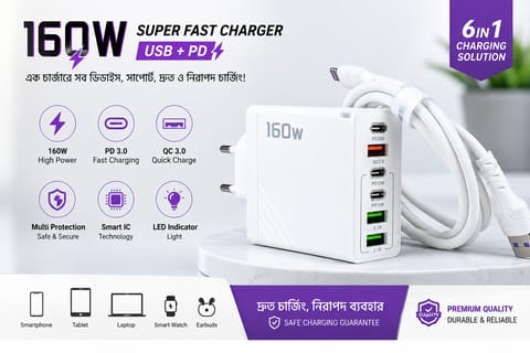 Ultimate 160W GaN Charging Station: One Charger for All Your Devices