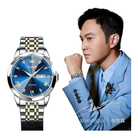 OLEVS 9931G New Exclusive Design Quartz Watch for Men blue