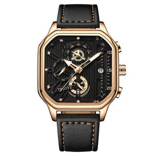 Trsoye Fashionable Black leather belt wrist Watch 1