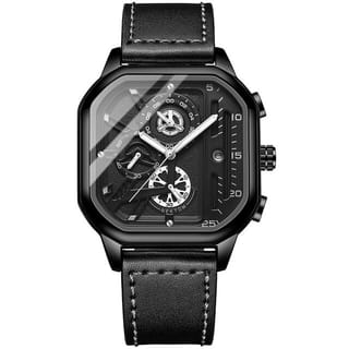 Trsoye Fashionable Black leather belt wrist Watch 4