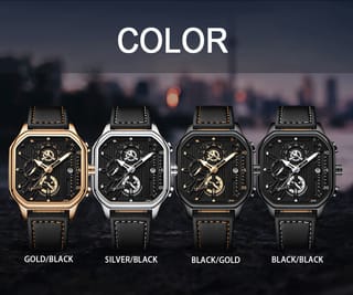 Trsoye Fashionable Black leather belt wrist Watch 5