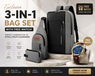 Exclusive 3-in-1 Bag Set with Free Watch! 2 1