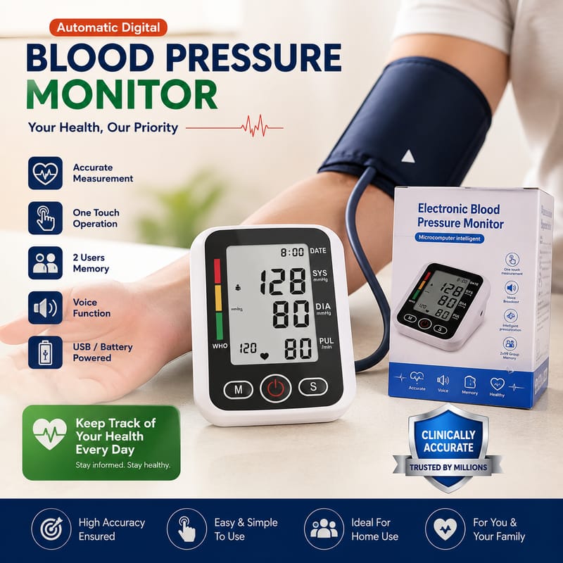 Automatic Digital Blood Pressure Monitor | Accurate BP Machine for Home Use