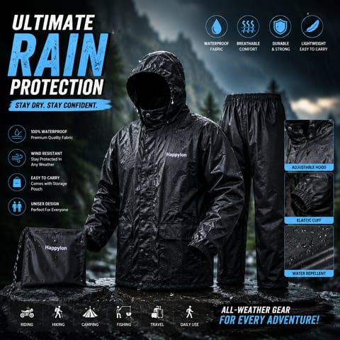 100% Water proof High quality Rain Coat With Pant