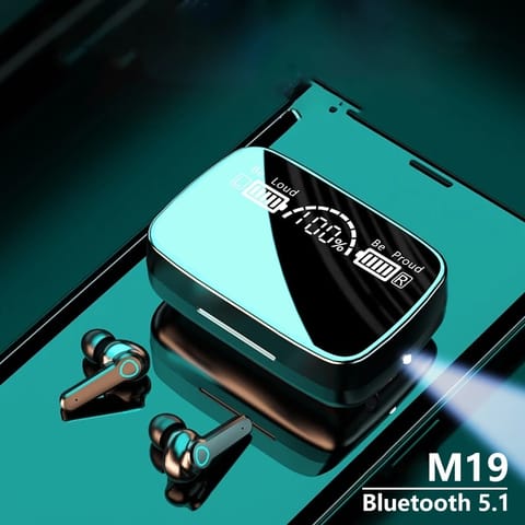 M19 TWS Wireless Bluetooth 5.3 Headphones Touch Control Stereo Earbuds With Digital LED Display