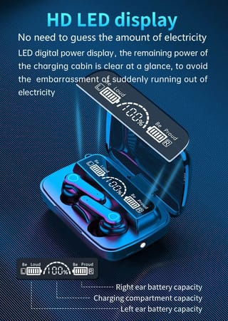 M19 TWS Wireless Bluetooth 5.3 Headphones Touch Control Stereo Earbuds With Digital LED Display 2