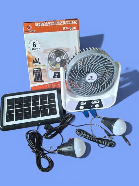 রিচার্জেবল সোলার ফ্যান + LED লাইট