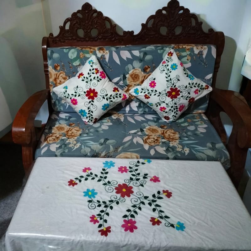 🌸 সোফার কুশন কভার ও টি-টেবিল কভার সেট 🌸