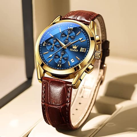 OLEVS 5610 New Luxury Fashion Glass Quartz Analog Men Watch-Water Resistant 3444