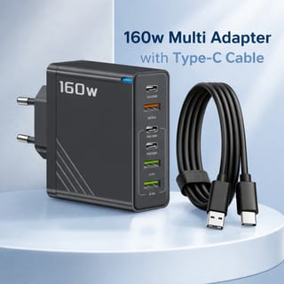 160W Super Fast Multi-Port GaN Charger with 6-in-1 Power Delivery & Type-C Cable 1