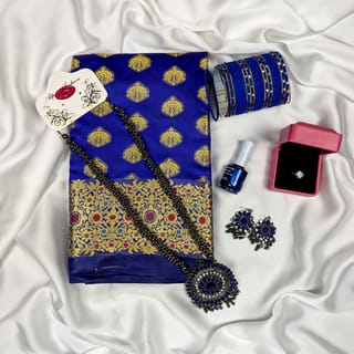 Premium Silk Katan Saree Combo Pack – Blue 2