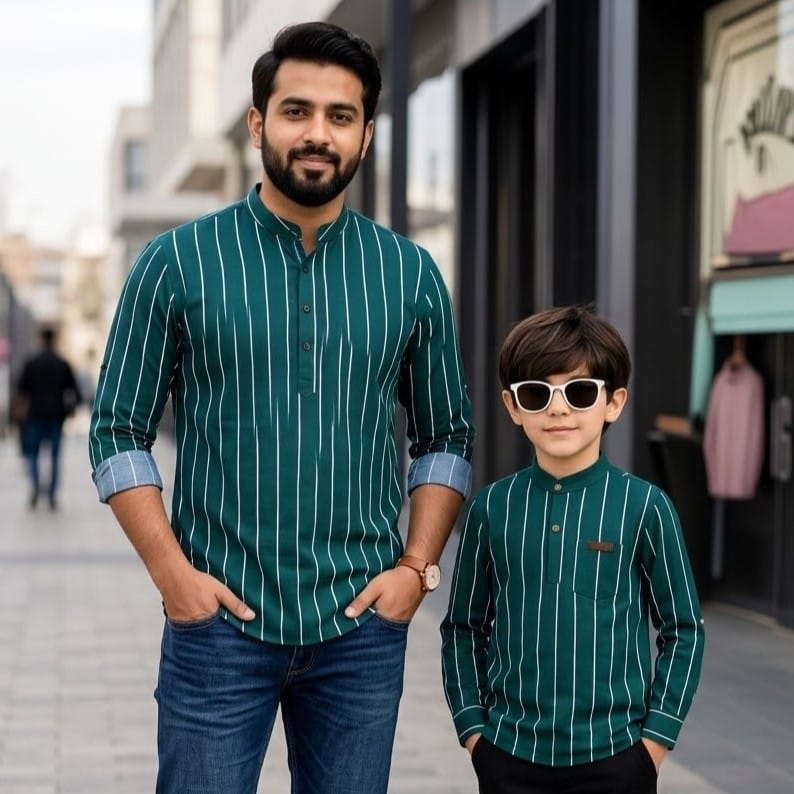 Father & Son Premium Striped Cotton Katua