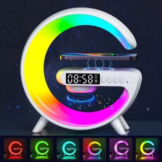 Smart Table Lamp with Wireless Charger, App Control,Sunrise WakeUp Light, RGB Lamp, Clock, Alarm, Mini Bluetooth Speaker, Dimmable Night Light Lamp Alarm Clock G63 1