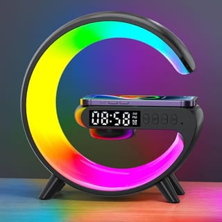Smart Table Lamp with Wireless Charger, App Control,Sunrise WakeUp Light, RGB Lamp, Clock, Alarm, Mini Bluetooth Speaker, Dimmable Night Light Lamp Alarm Clock G63 2