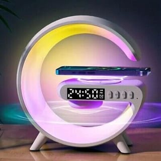Smart Table Lamp with Wireless Charger, App Control,Sunrise WakeUp Light, RGB Lamp, Clock, Alarm, Mini Bluetooth Speaker, Dimmable Night Light Lamp Alarm Clock G63 4