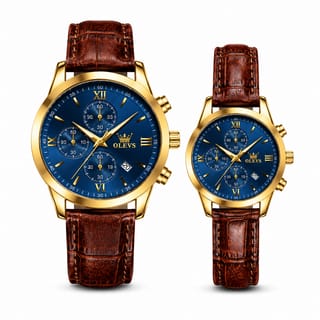 OLEVS Premium Luxury Leather Strap Couple Watch 2