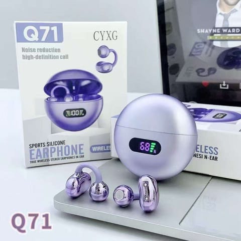   Q71 Wireless Earbuds With Digital Display Ear clip   