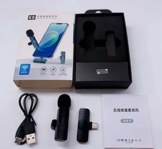 Wireless MicrophoK8 Wireless Microphone for YouTube Vlogging, Video Recording Online Classes with Noise Cancellation Mic Supports (Type C)ne 3