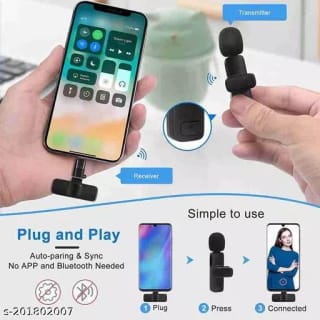 Wireless MicrophoK8 Wireless Microphone for YouTube Vlogging, Video Recording Online Classes with Noise Cancellation Mic Supports (Type C)ne 4