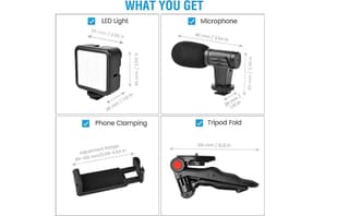 Video -Making Tripod Kit For Live Broadcast 3 In 1 With Microphone, Led Light, Mini Stand & Remote Control, Vloging Kit 2