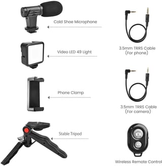 Video -Making Tripod Kit For Live Broadcast 3 In 1 With Microphone, Led Light, Mini Stand & Remote Control, Vloging Kit 5