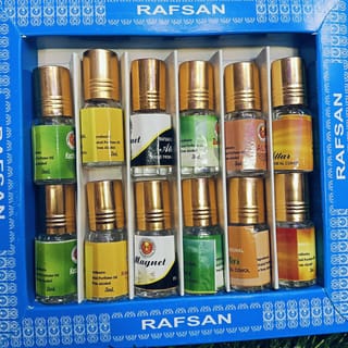 12 pieces halal attar/12 pcs Attar Combo Pack/perfume Ator /Ayna Ator-(3ml each bottle) (MAGNET,KACHA BELI,SHAHI DARBAR,BOKUL FUL,ROJONI GANDHA,GULE LALA 3
