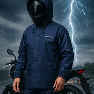 100% Water proof High quality Rain Coat With Pant. (Happylon) Blue 4