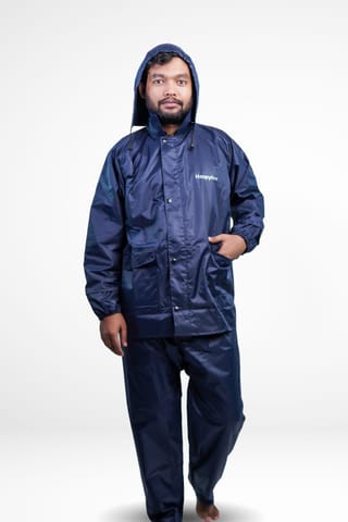 100% Water proof High quality Rain Coat With Pant. (Happylon) Blue 2