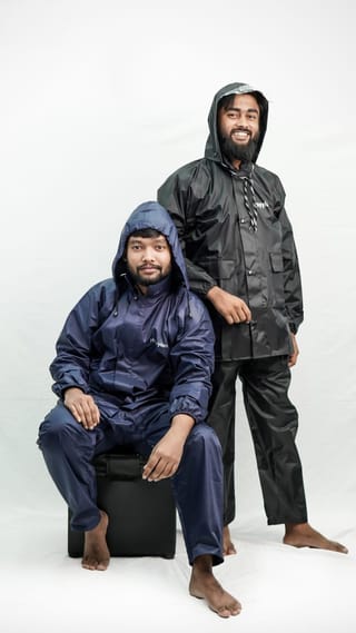 100% Water proof High quality Rain Coat With Pant. (Happylon) Blue 3