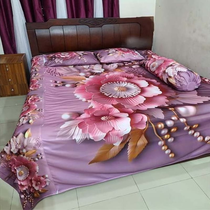 Water Proof China Premium 3D Design Bed Sheet King Size (7.8ft/6.8ft )