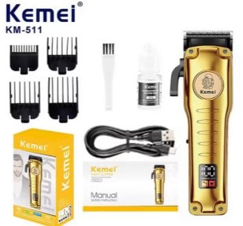 Kemei KM-223 Professional Zero-Gap Hair & Beard Trimmer for Men – High-Speed Motor, 2 Hrs Cordless Runtime with 5+ Guard Combs