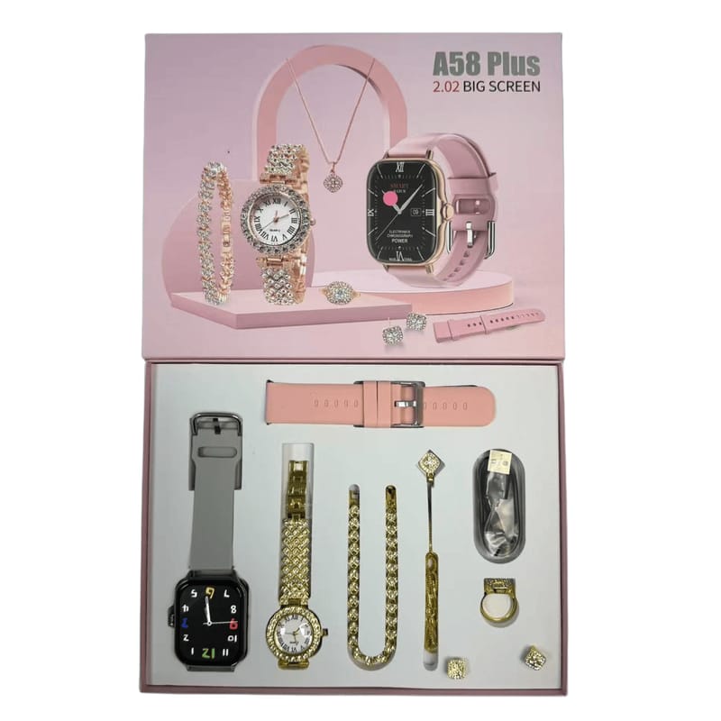 A58 Plus Smartwatch Gift Set For Girls ( 8 in 1)