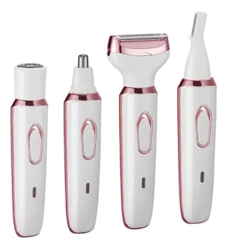 4-in-1 Rechargeable Lady Shaver & Hair Removal Beauty Kit for Women | Painless Electric Razor, Eyebrow, Nose & Body Hair Trimmer (USB Charging) 4