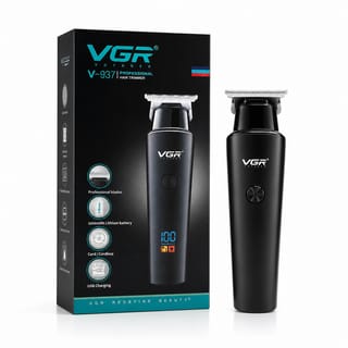 VGR V-937 Professional Cordless Hair & Beard Trimmer for Men – LCD Display, 500 Min Runtime, 2000mAh Battery, Zero Gap Stainless Steel Blade (Black) 1