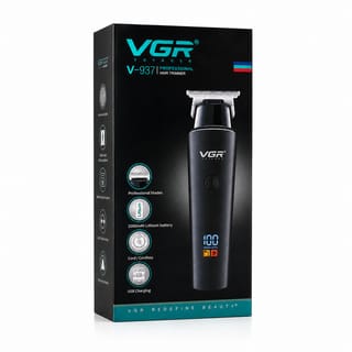 VGR V-937 Professional Cordless Hair & Beard Trimmer for Men – LCD Display, 500 Min Runtime, 2000mAh Battery, Zero Gap Stainless Steel Blade (Black) 5