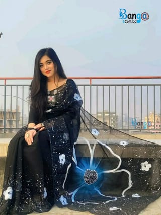 Hand Printed Exclusive Design half silk saree for Women 2