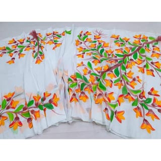 New Hand Printed Exclusive Design half silk saree for Women 2