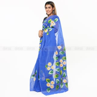 New Hand Printed Exclusive Design half silk saree for Women 5
