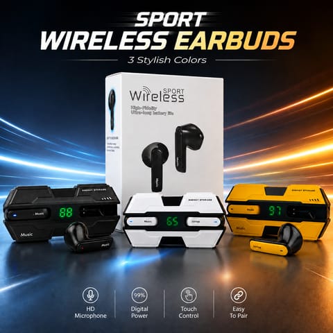 K8 Sport Wireless Earbuds (ডিজিটাল ব্যাটারি ডিসপ্লে সহ)
