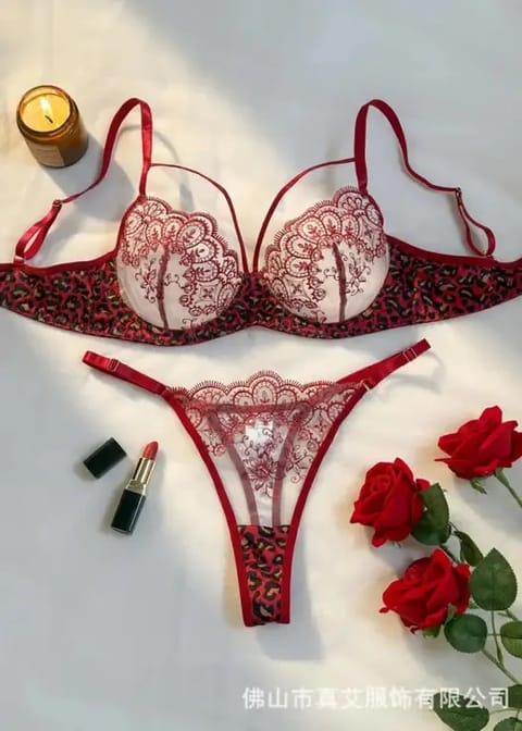 Black leopard print sexy lingerie set – see-through bra set – fashionable women’s lingerie-exquisite intimate underwear