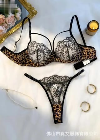 Black leopard print sexy lingerie set – see-through bra set – fashionable women’s lingerie-exquisite intimate underwear 2