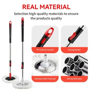 Mop with Long Telescopic Steel Handle and Microfiber Cloth – 360 Spin Cleaning Kit D1091 2