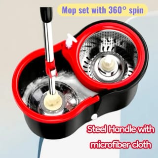 Mop with Long Telescopic Steel Handle and Microfiber Cloth – 360 Spin Cleaning Kit D1091 4