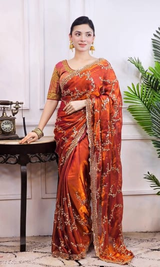 Indian Georgette Sharee with Blouse Piece 2