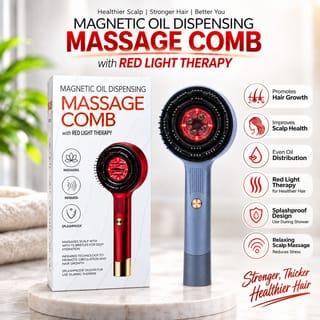 Magnetic Oil Dispensing Massage Comb (with Red Light Therapy) 1