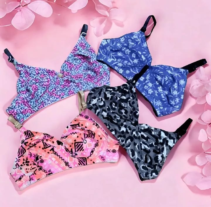 4 Pieces Printed Stretchable Bra for Women All Season Cotton Fabric Stylish Everyday Style Multiple Color