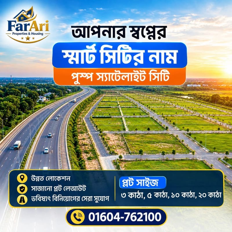 পুষ্প স্যাটেলাইট সিটিতে প্লট বুকিং চলছে! উচ্চমানের অবকাঠামো ও সুসজ্জিত লেআউটে !