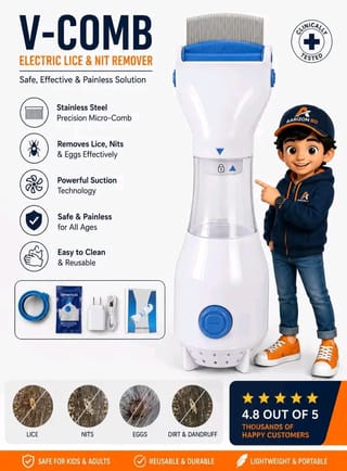 ✨ V-COMB Lice Vacuum Remover –উকুনের যন্ত্রণামুক্ত স্বাস্থ্যকর চুল পান নিমিষেই! 🚫✨ 2
